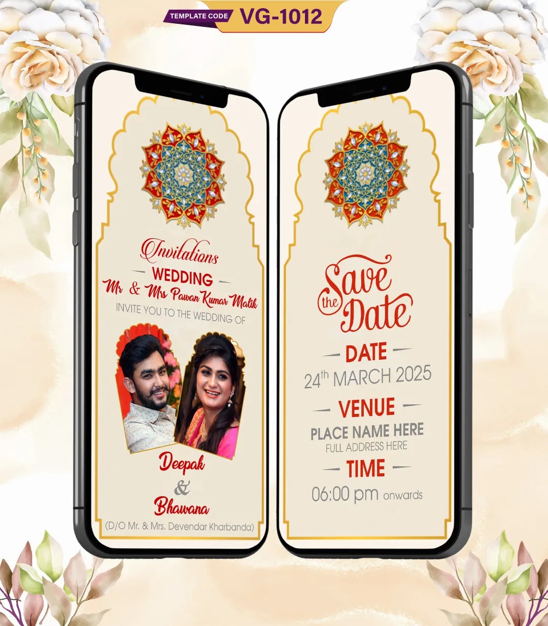 Marwari Style Wedding Invitation Templates | VG-1012