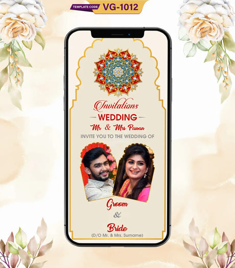 Marwari Style Wedding Invitation Templates | VG-1012