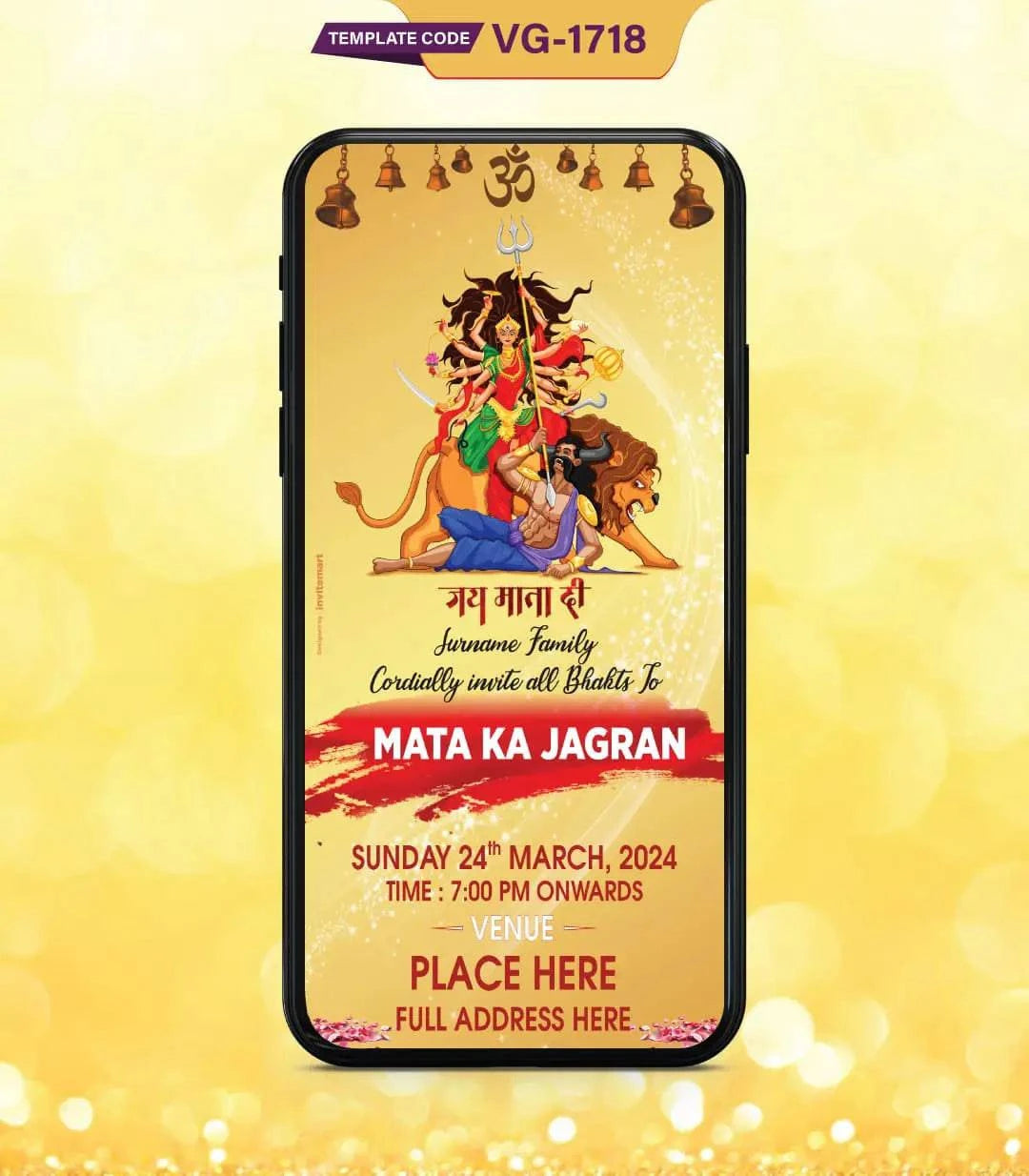 Mata Ka Jagran Invitation Templates