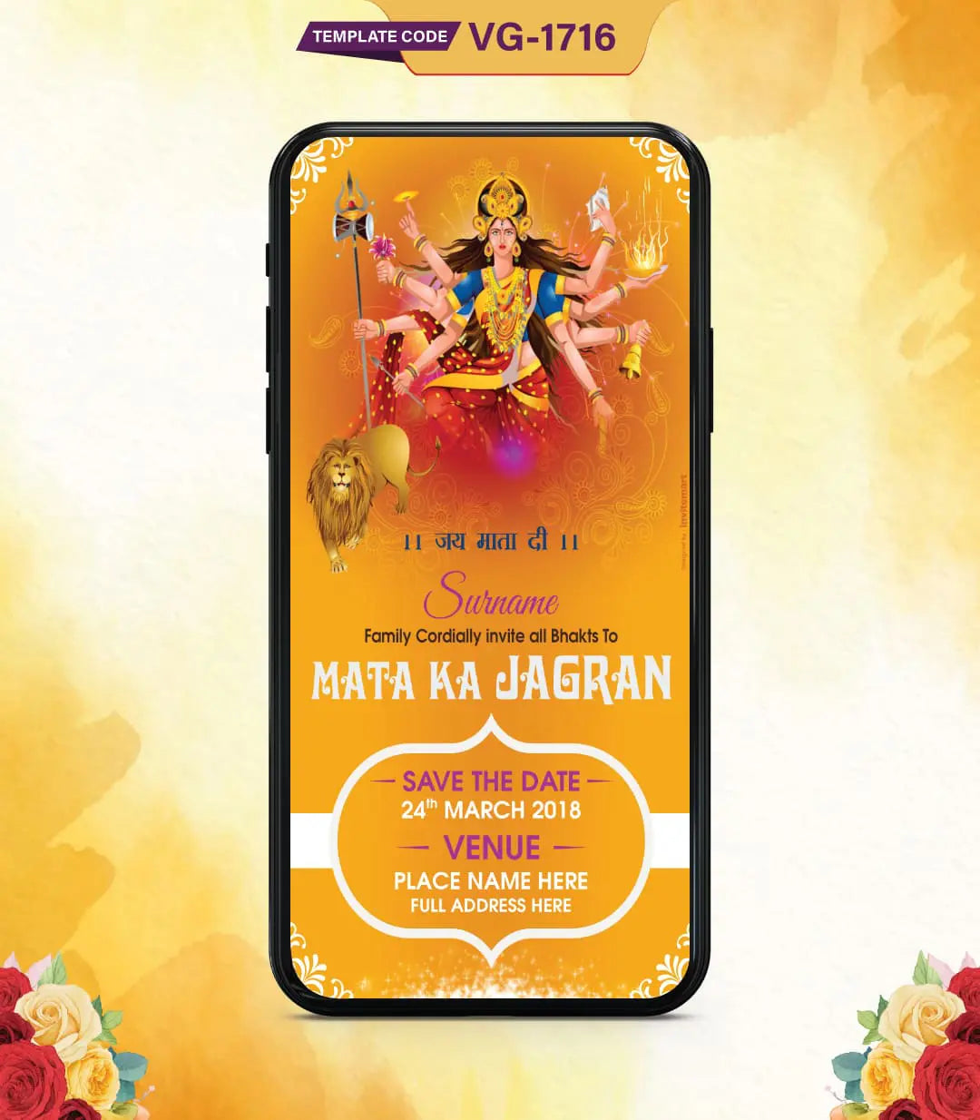 Mata Ka Jagran Invite Card