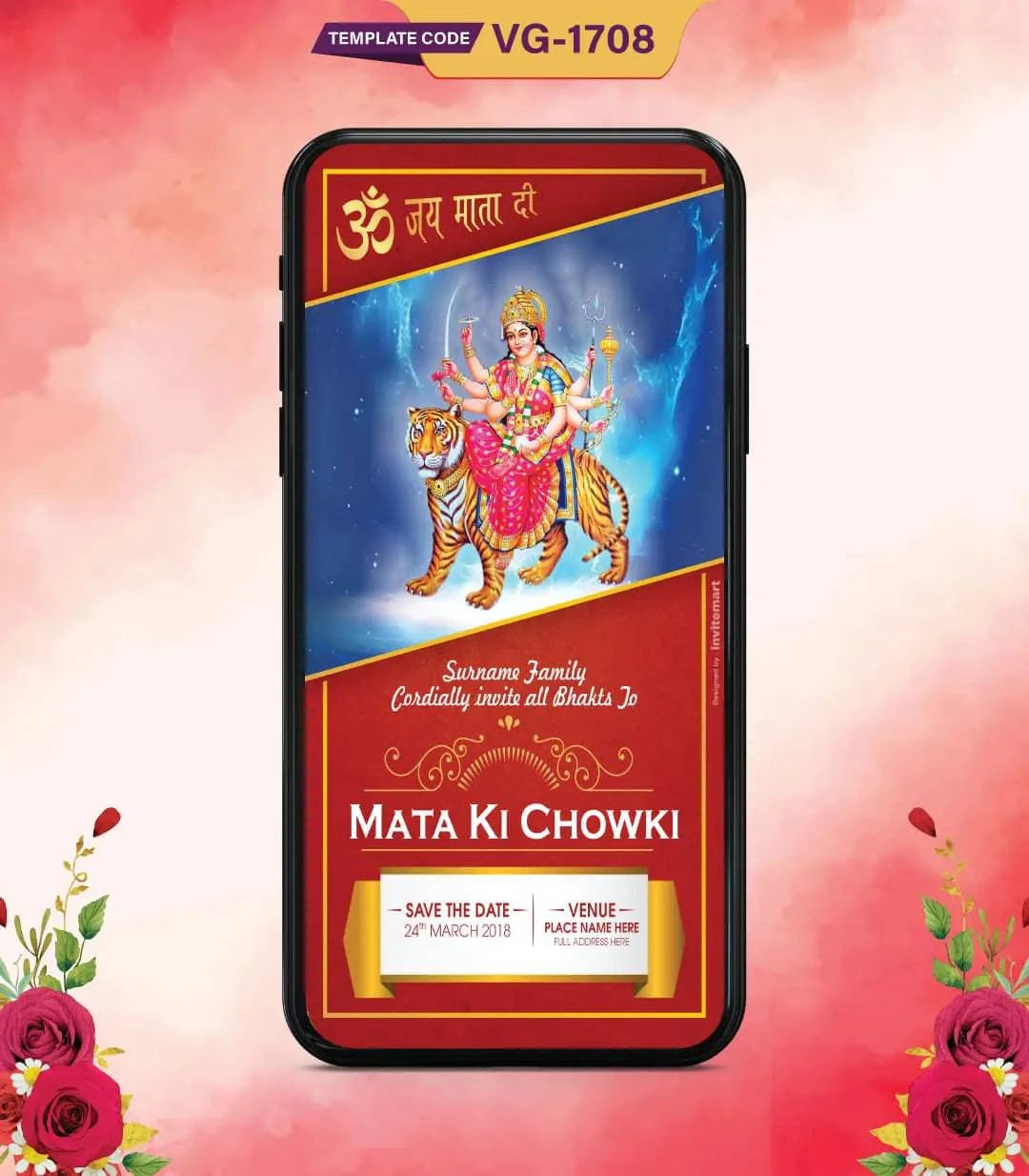 Mata Ki Chowki Invitation Card For Whatsapp