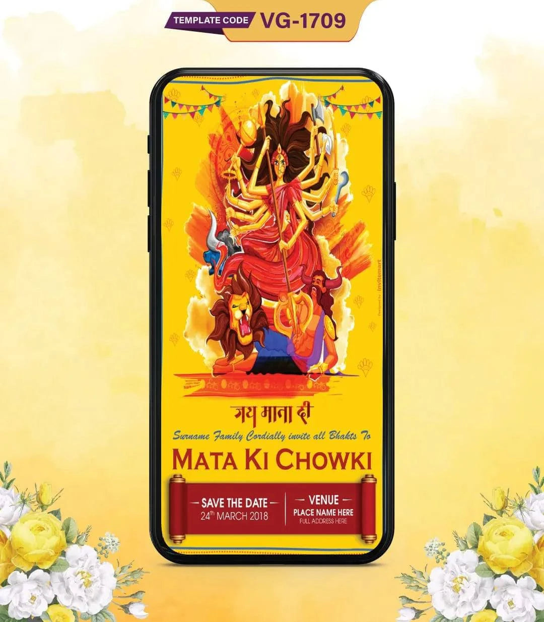 Mata Ki Chowki Invitation Card