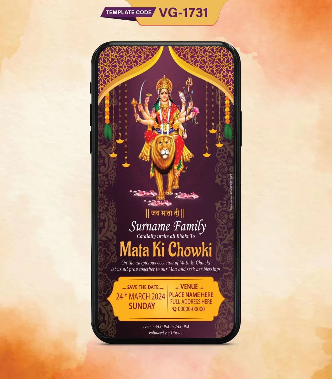 Mata Ki Chowki Invitation Card Online