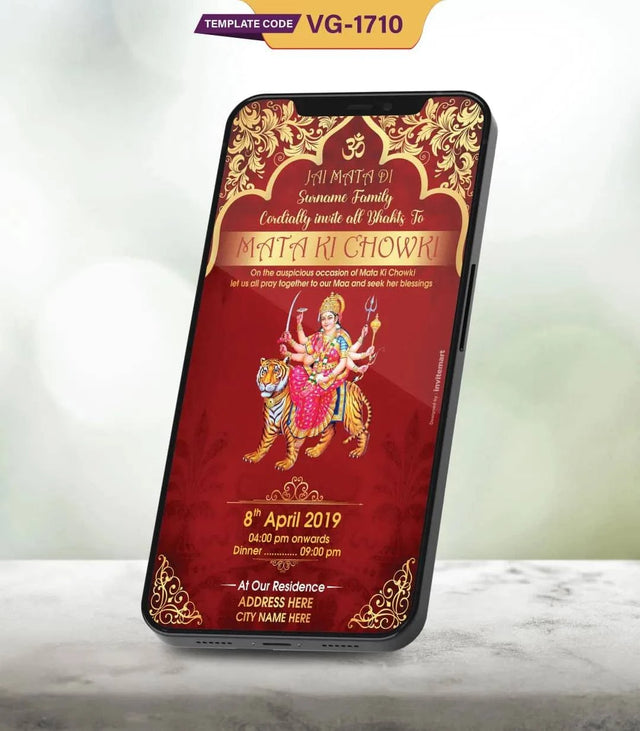 Mata Ki Chowki Invitation Templates