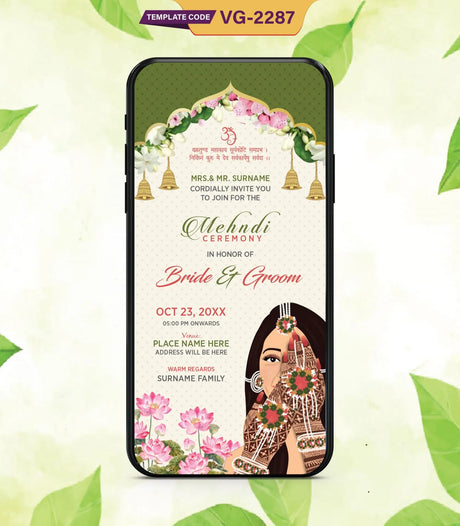 Mehendi Invitation Card Template | VG-2287