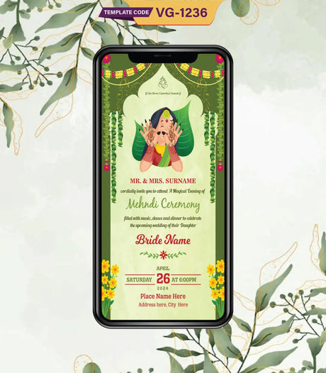 Mehndi Ceremony Invitation Card | VG-1236