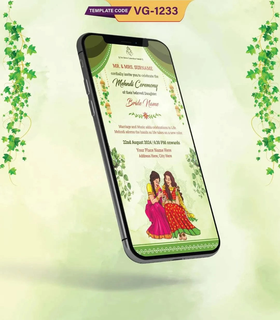 Mehndi Invitation Card 