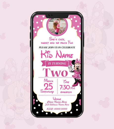 Minnie Mouse Birthday Invitation Card 