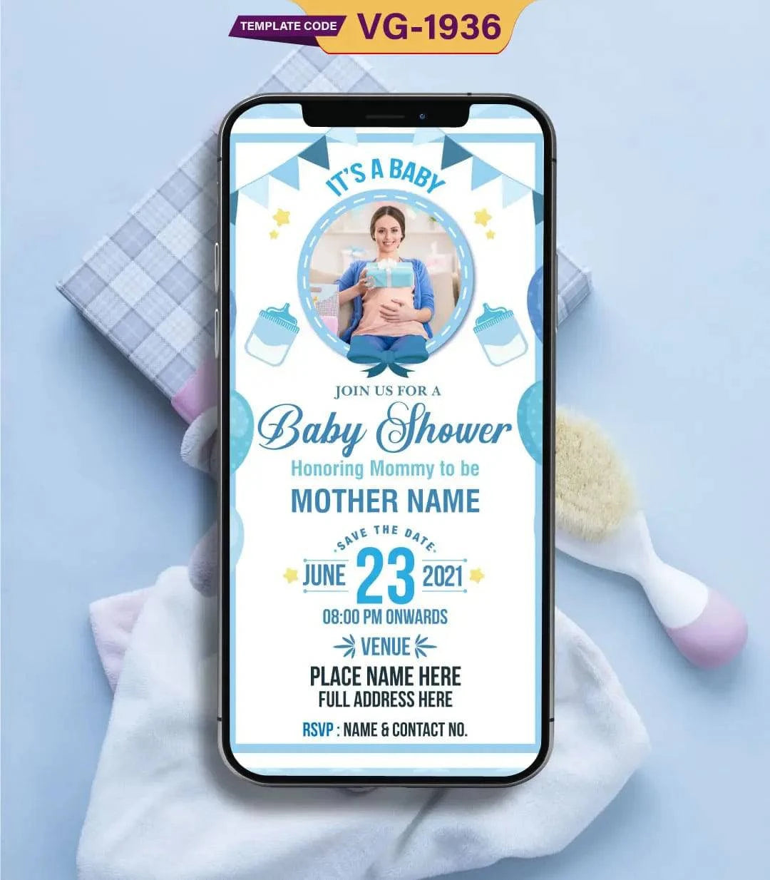 Modern Baby Shower Card Invitation