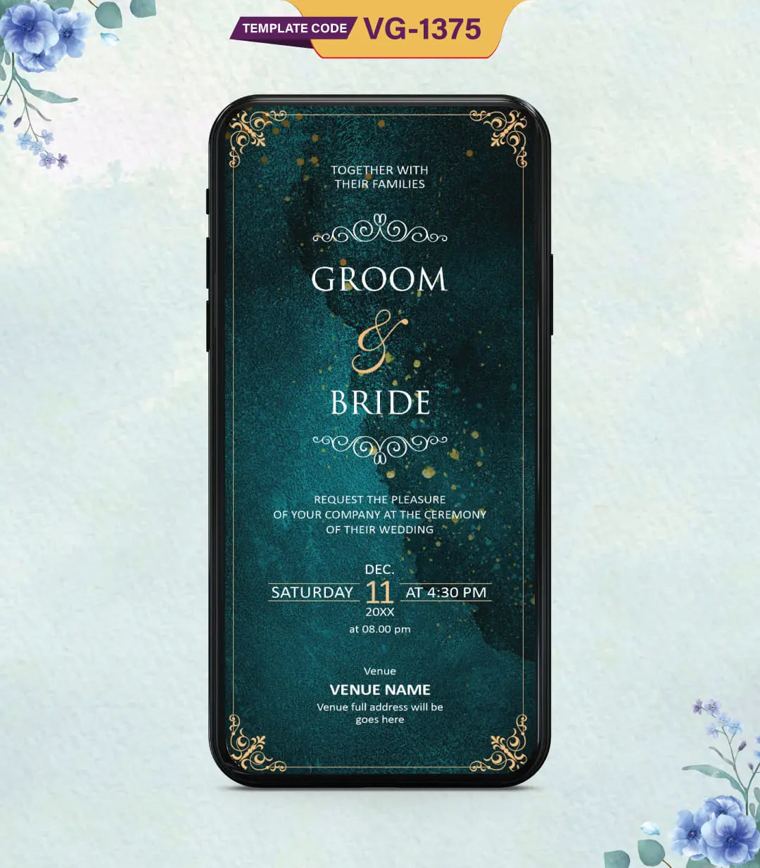 Modern Wedding Ceremony Invitation Card | VG-1375