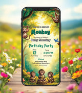 Monkey Theme Birthday Invitation Card