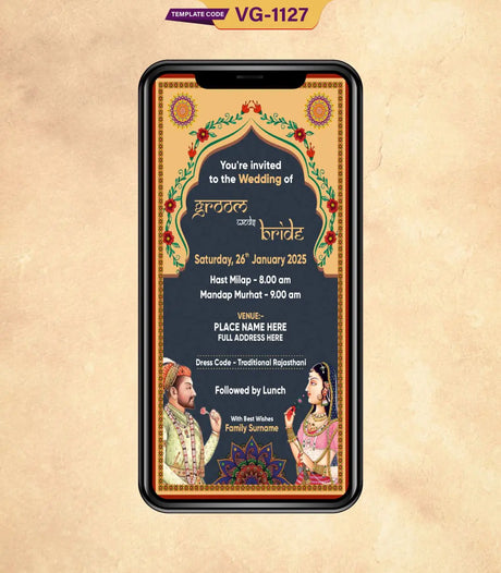 mughal theme wedding card