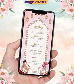Mughal Theme Wedding Invitation Card | VG-1324 - VideoGiri