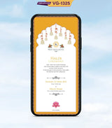 Mughal Theme Wedding Invitation Pdf Card | VG-1325