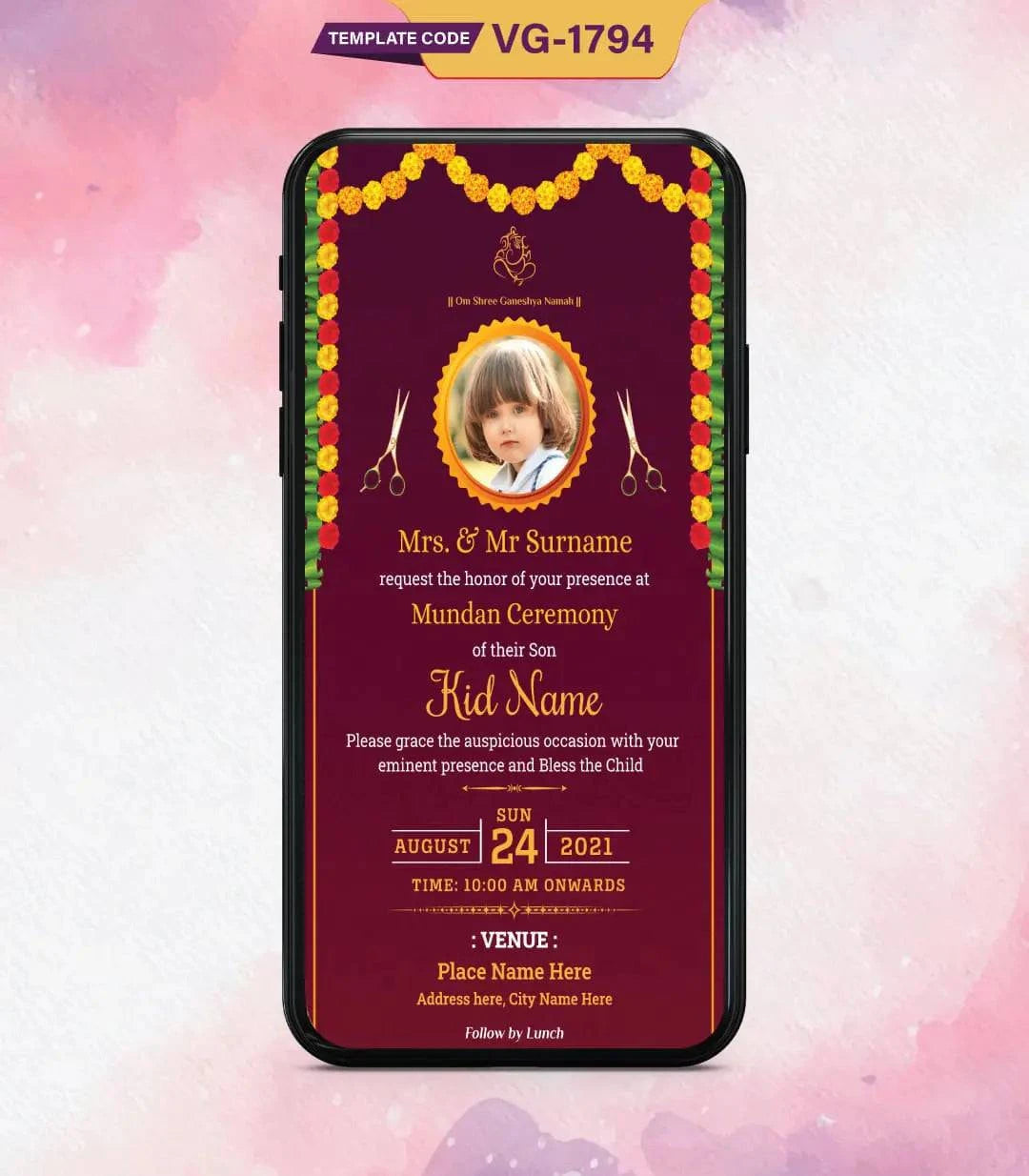 Mundan Ceremony Invitation Card