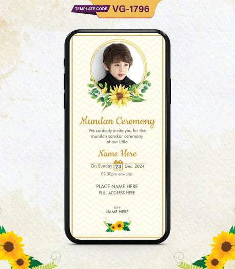 Mundan Ceremony Invitation Templates | VG-1796