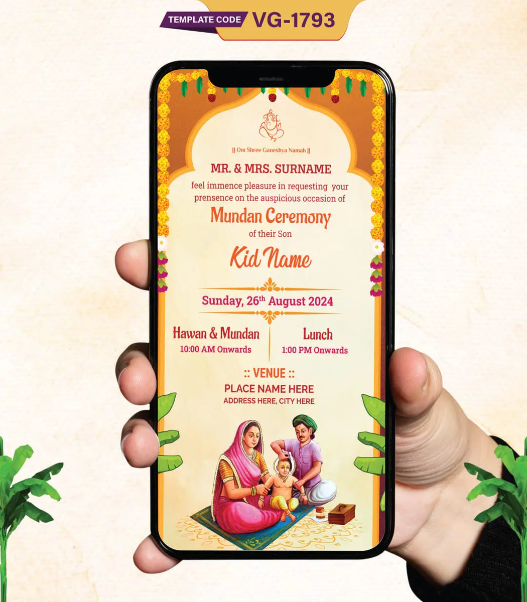 Mundan Ceremony Invitation | Traditional Hindu Mundan E-Invite Card ...