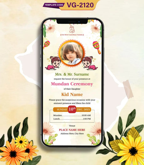 Mundan Invitation Card Online | VG-2120