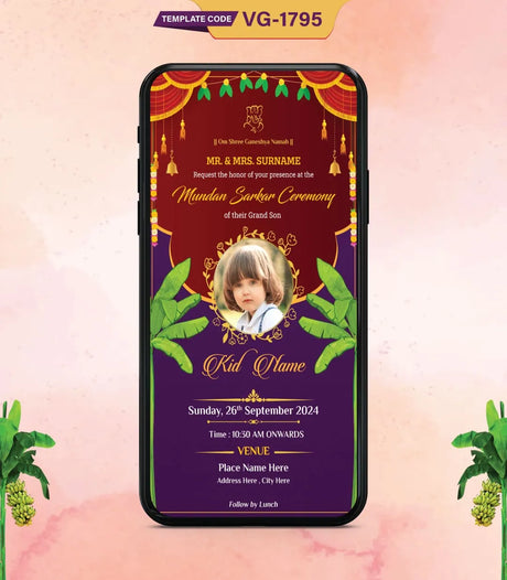 Mundan Sanskar Invitation | VG-1795