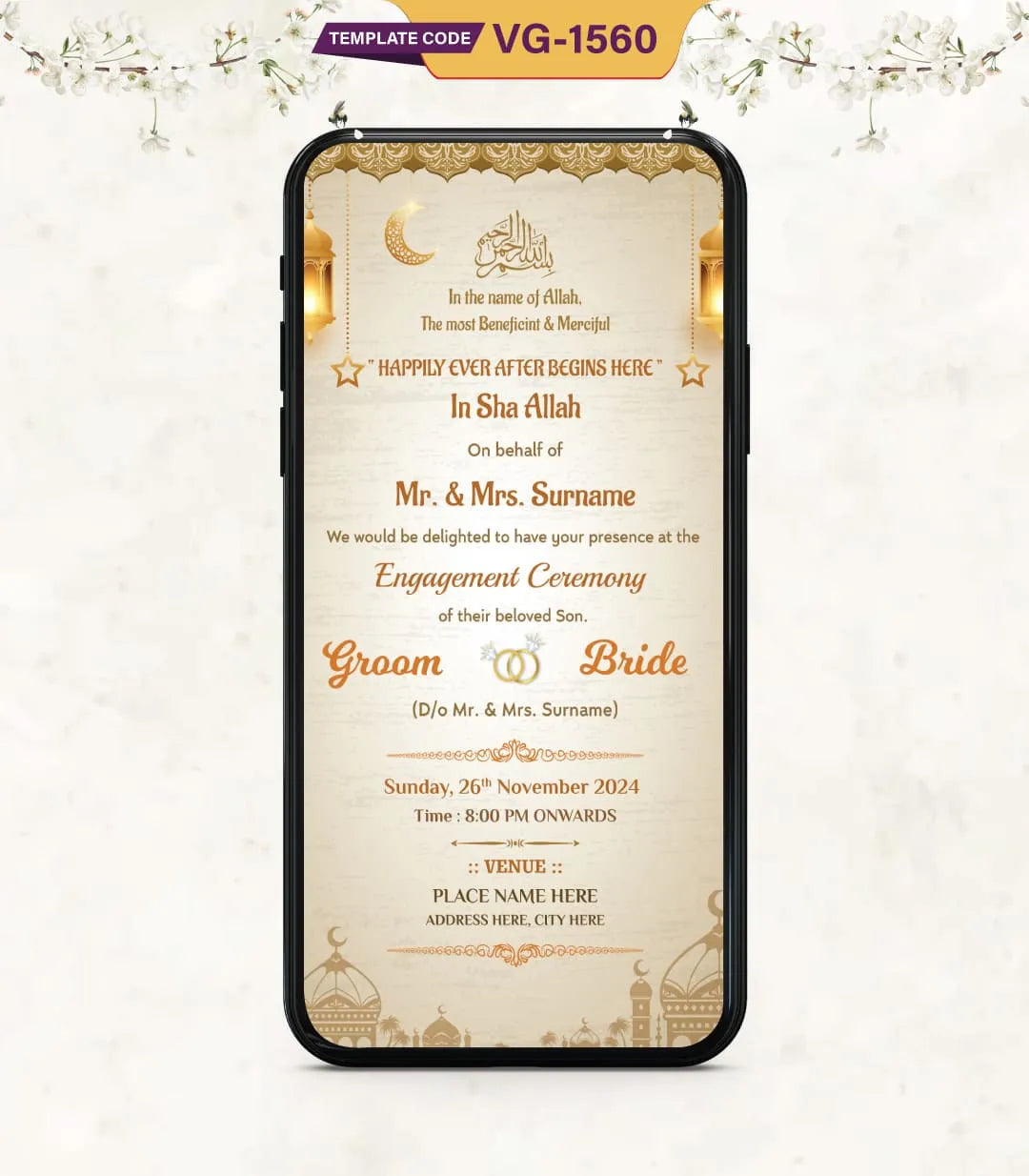 Muslim Engagement Invitation Card | VG-1560