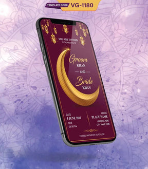 Muslim Wedding Save The Date Invitation Card | VG-1180 - VideoGiri
