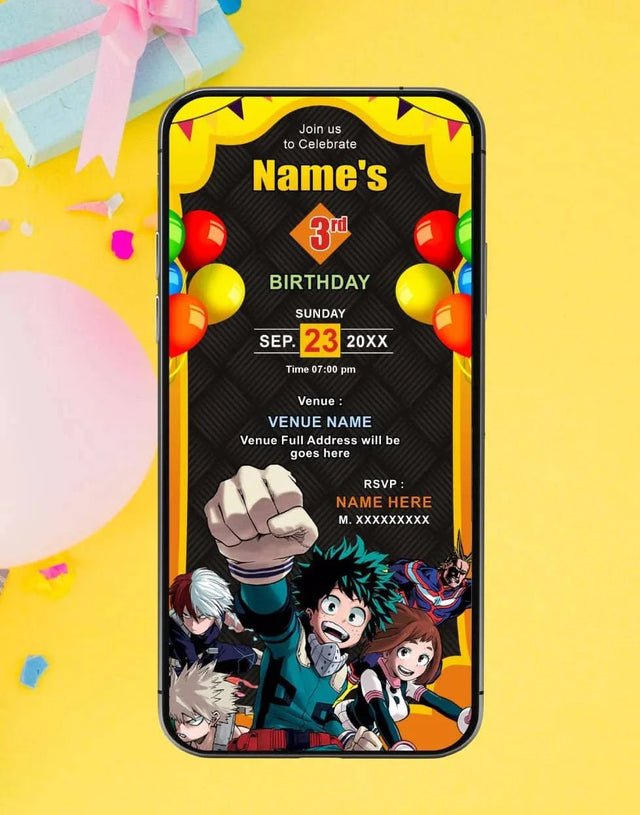 My Hero Academia Birthday Invitations