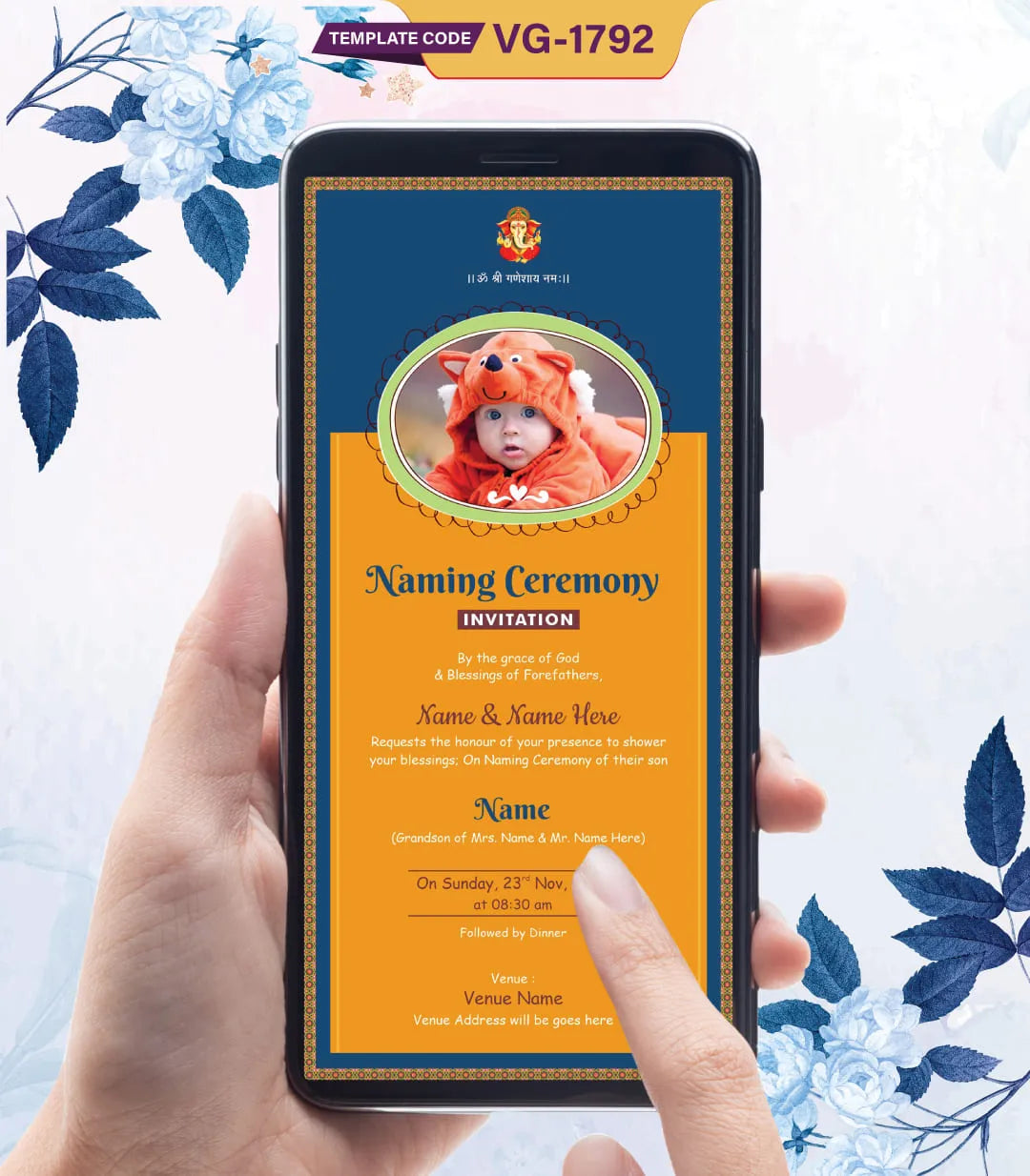 Naming Ceremony Invitation Templates | VG-1792