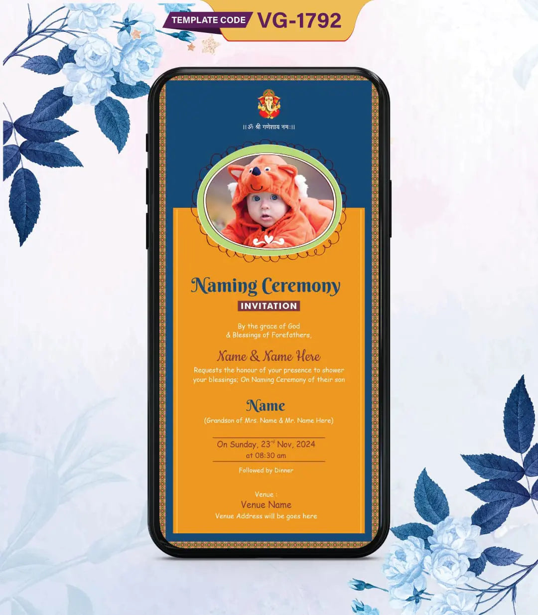 Naming Ceremony Invitation Templates | VG-1792