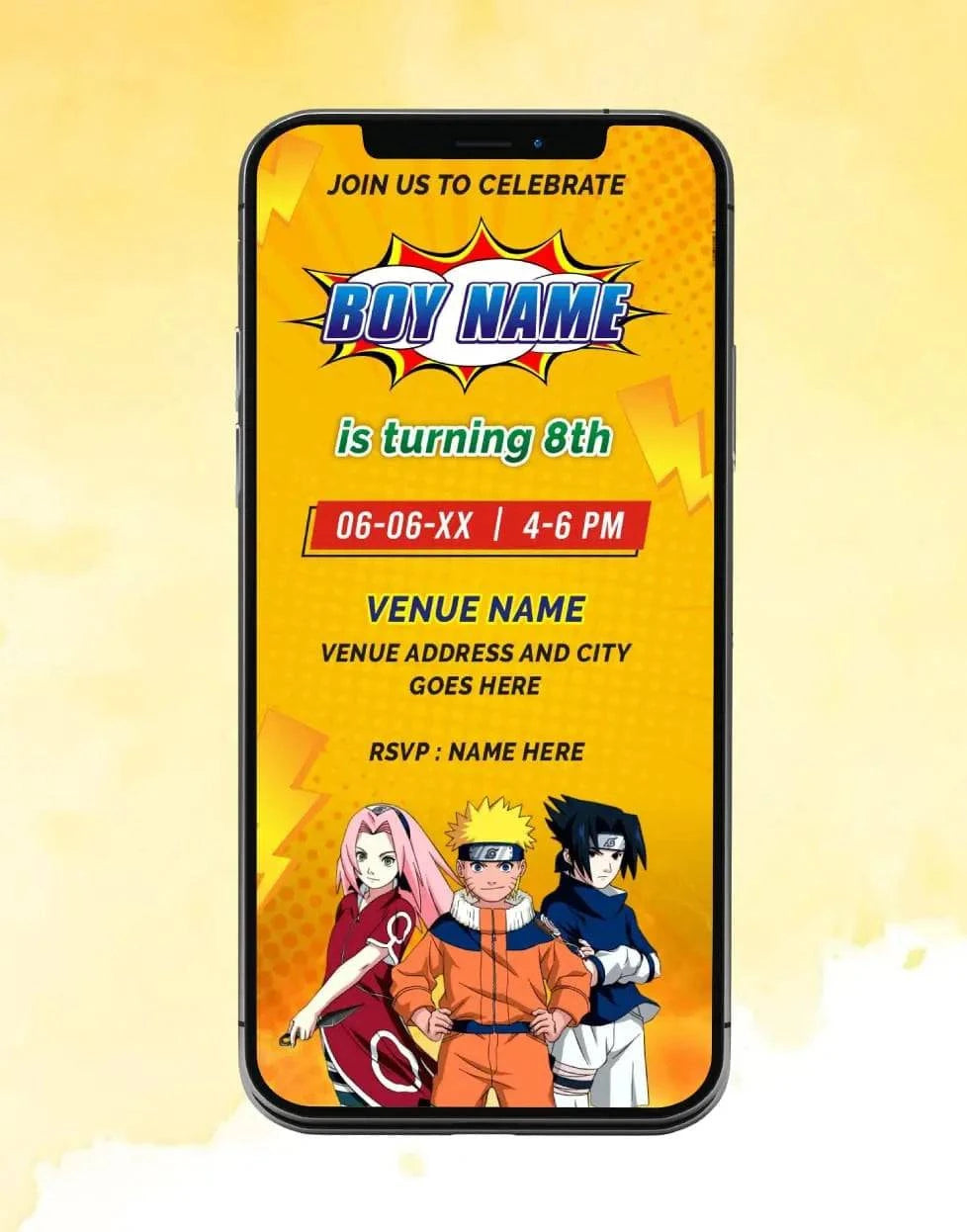 Naruto Birthday Invite Card