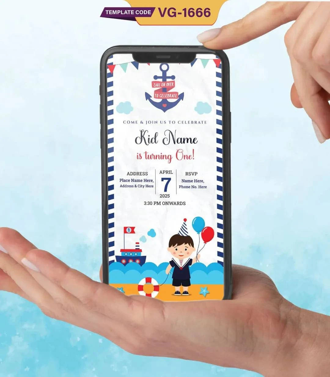 Nautical Birthday Party Invitation Card