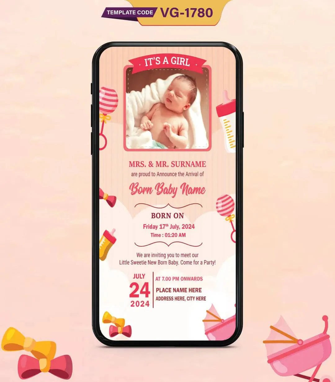 Newborn Baby Birth Announcement Card