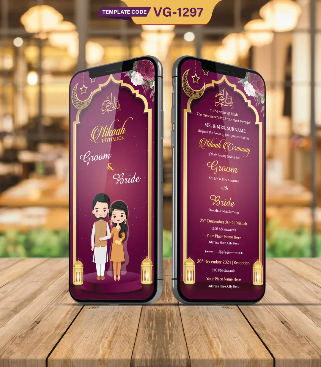 Nikah Ceremony Invitation PDF Card | VG-1297