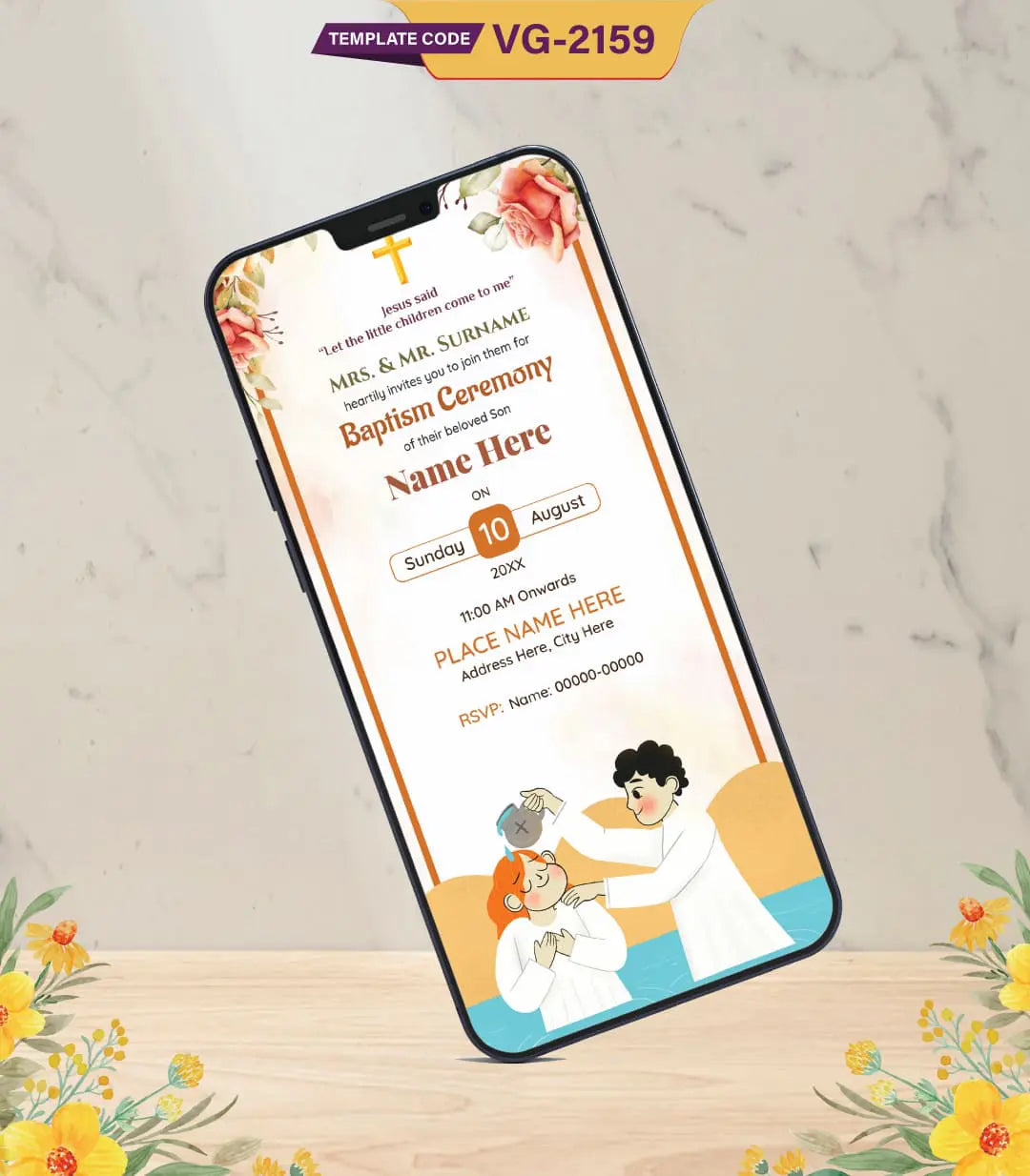 Online Baptism Invitation Card | VG-2159