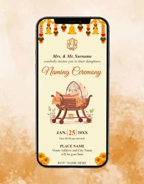 Online Naming Ceremony Invitation Card