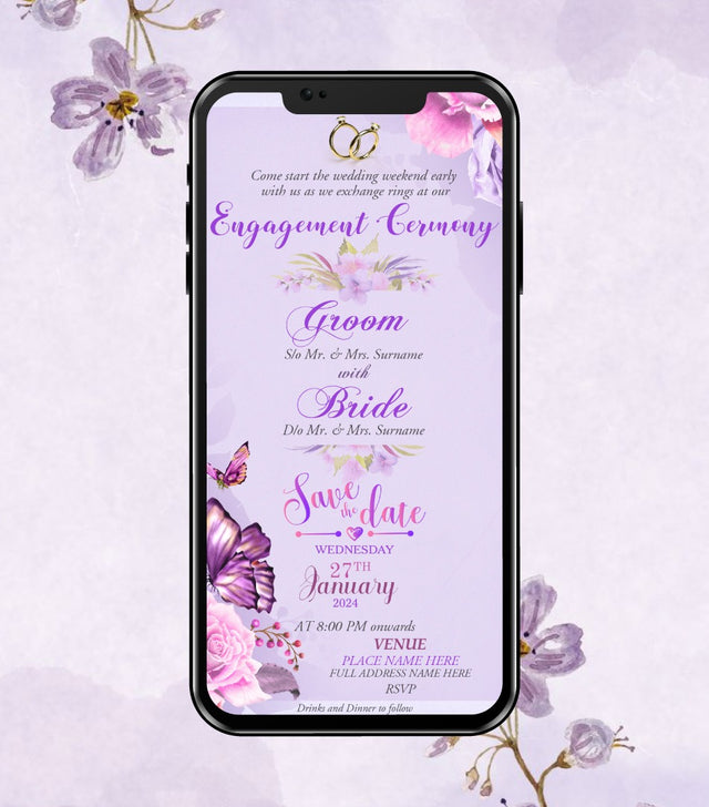 Online Engagement Ceremony Invitation Card