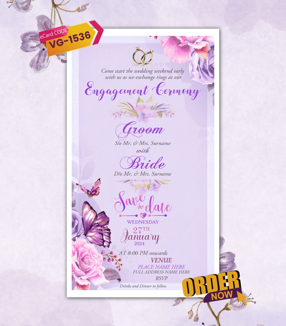 Online Engagement Ceremony Invitation Card