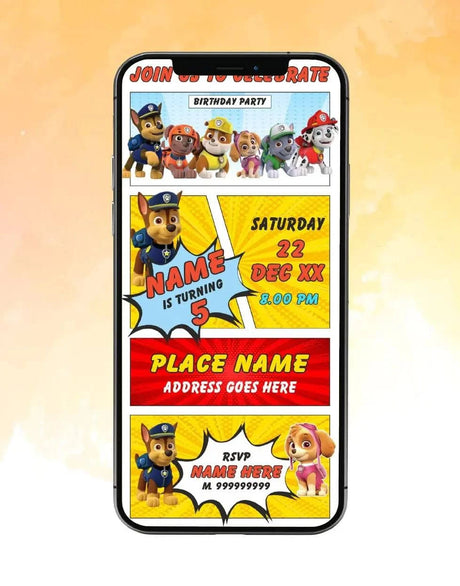 Paw Patrol Birthday Invitation Card