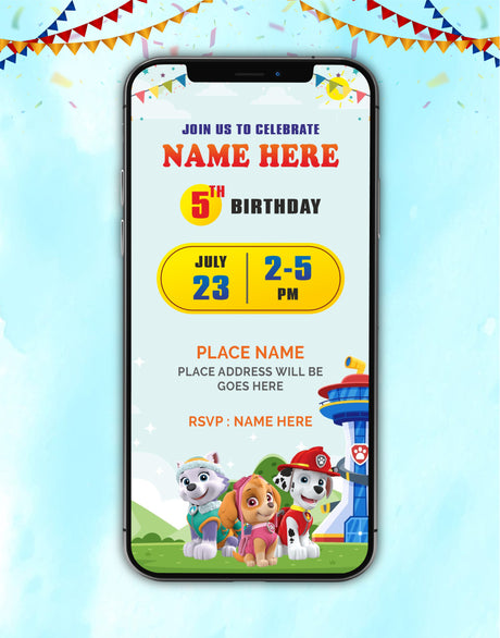 Paw Patrol Birthday Invitation Card