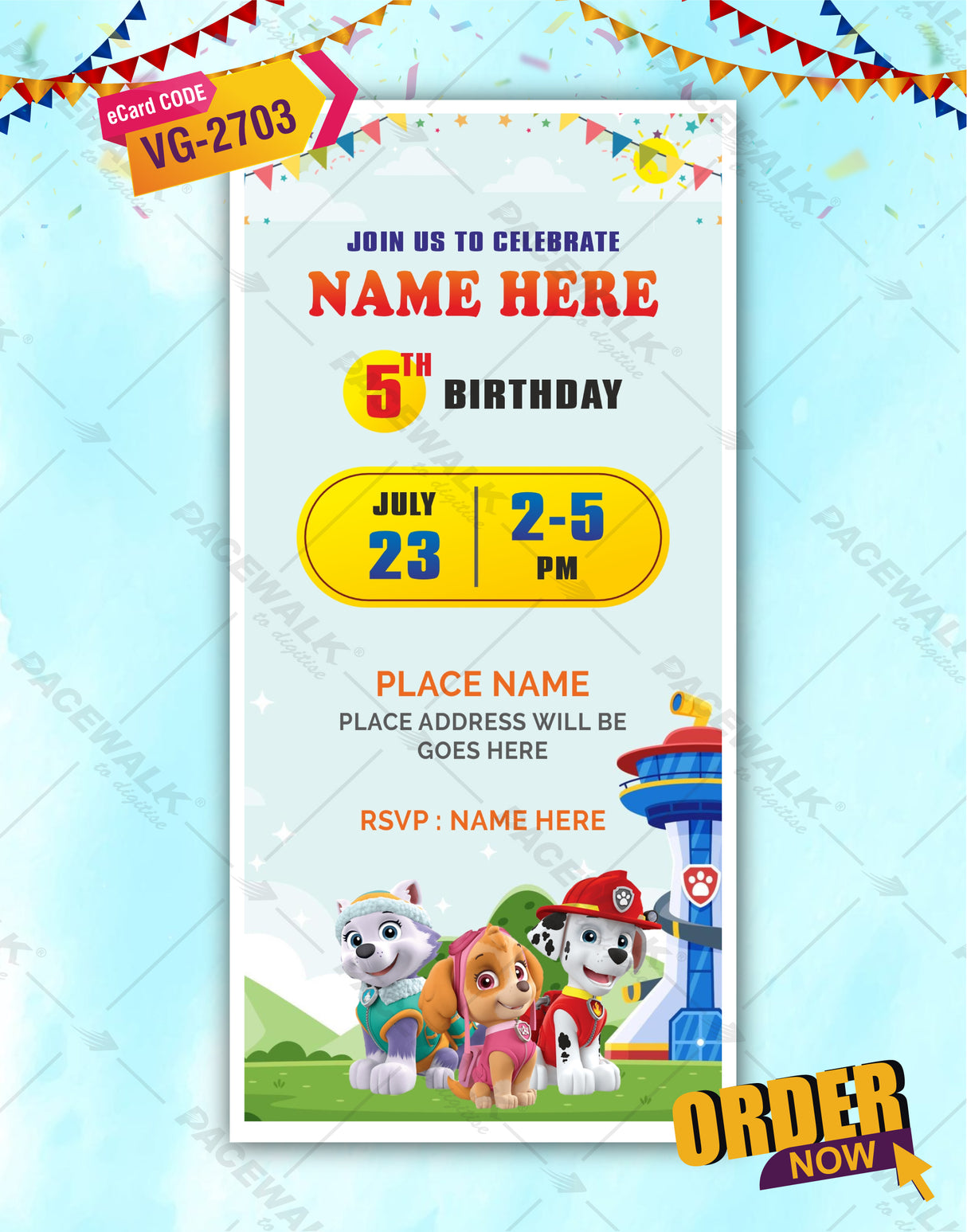 Paw Patrol Birthday Invitation Card