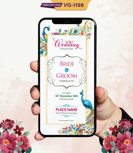 Peacock Theme Wedding Card