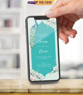 Peacock Theme Wedding Invitation