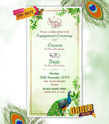 Peacock Theme Engagement Invitation Card