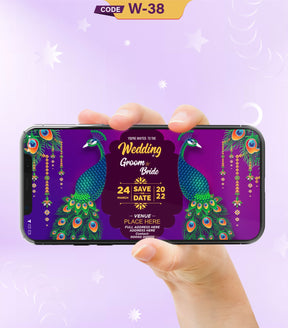Peacock Theme Wedding Invitation 