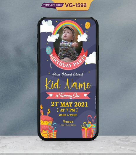 Personalized 1st Birthday Invitation Card with Photo 