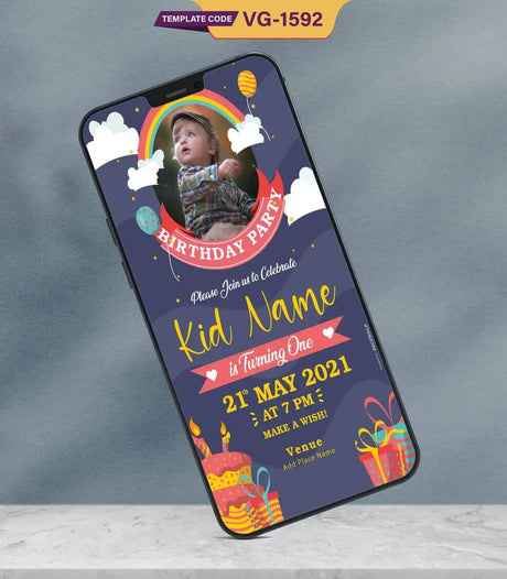 Personalized 1st Birthday Invitation Card with Photo 