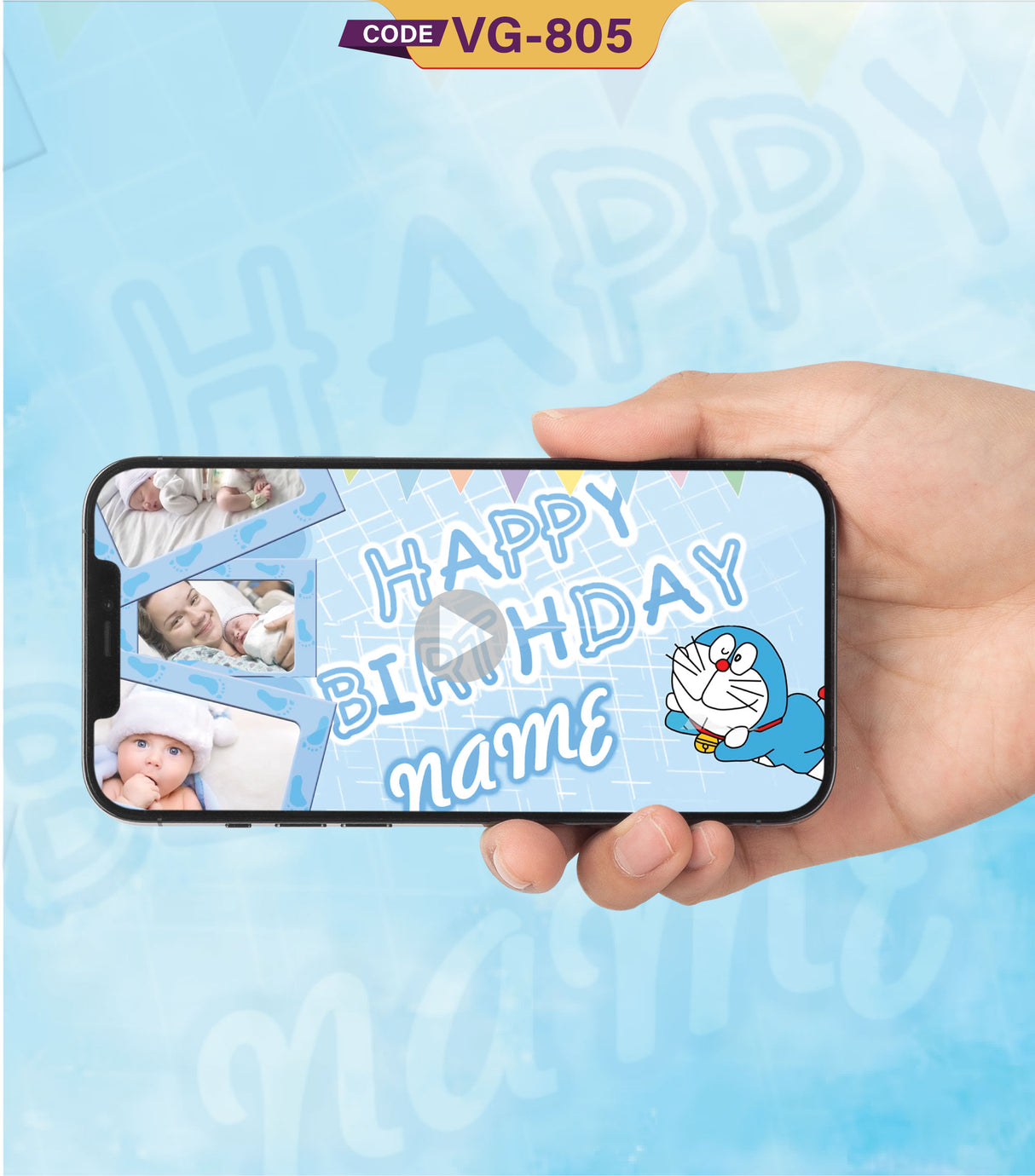 Personalized Birthday Invitation Video Doraemon Theme