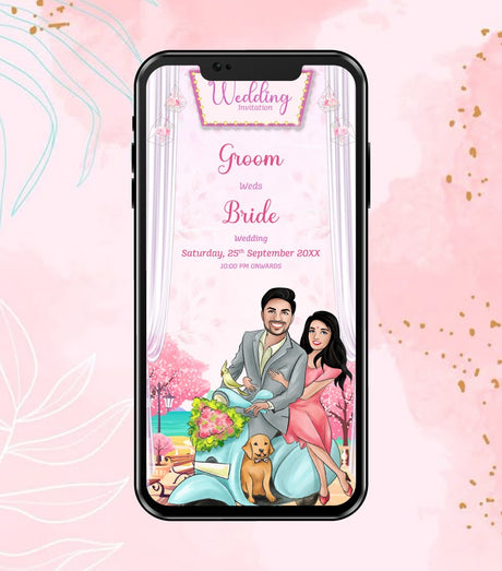 Personalized Caricature Wedding Invitation Card