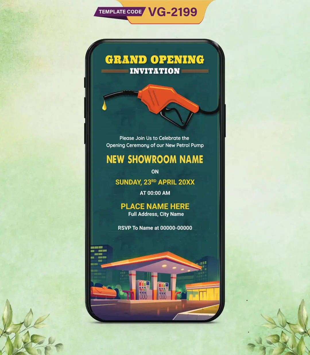 Petrol Pump Grand Opening Invitation Card | VG-2199