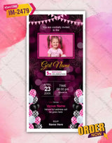 Pink Black Birthday Invitations