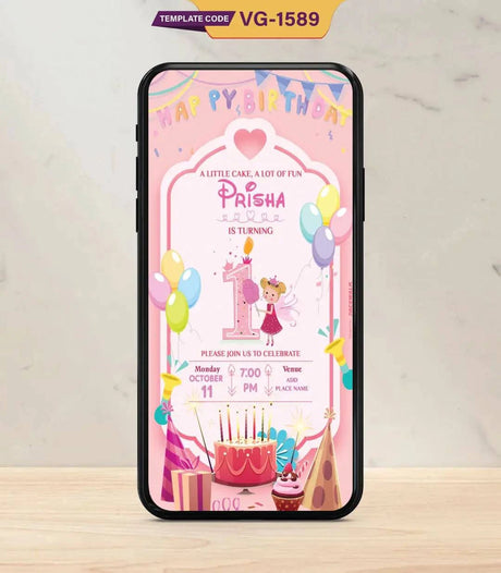 Pink-Themed Birthday Invitation Card